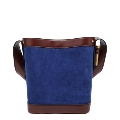 Pivot Small Suede Bucket Bag - Blue/Brown