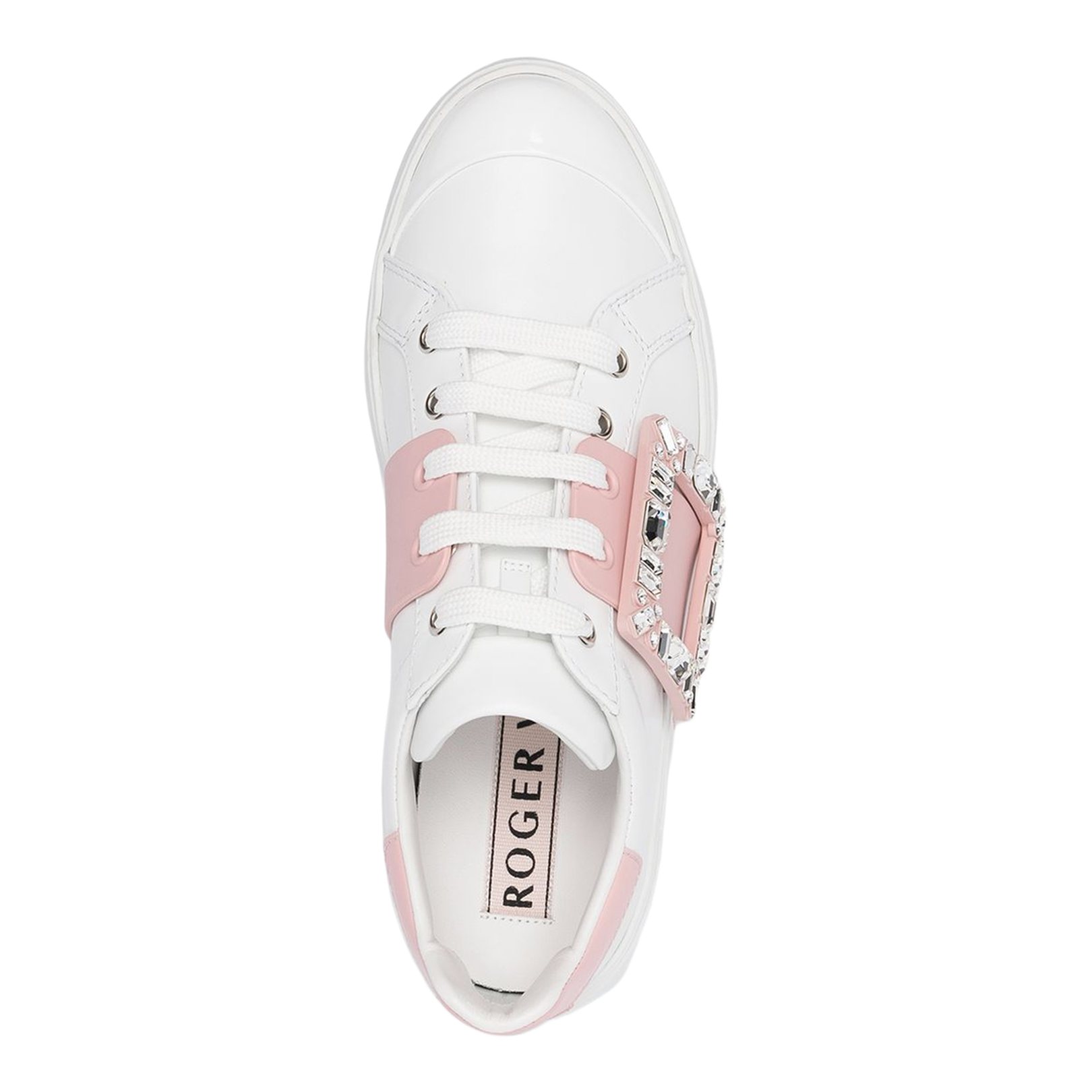 Two-Tone Design Crystal Buckle Detail Almond Toe Front Lace-Up Footwear