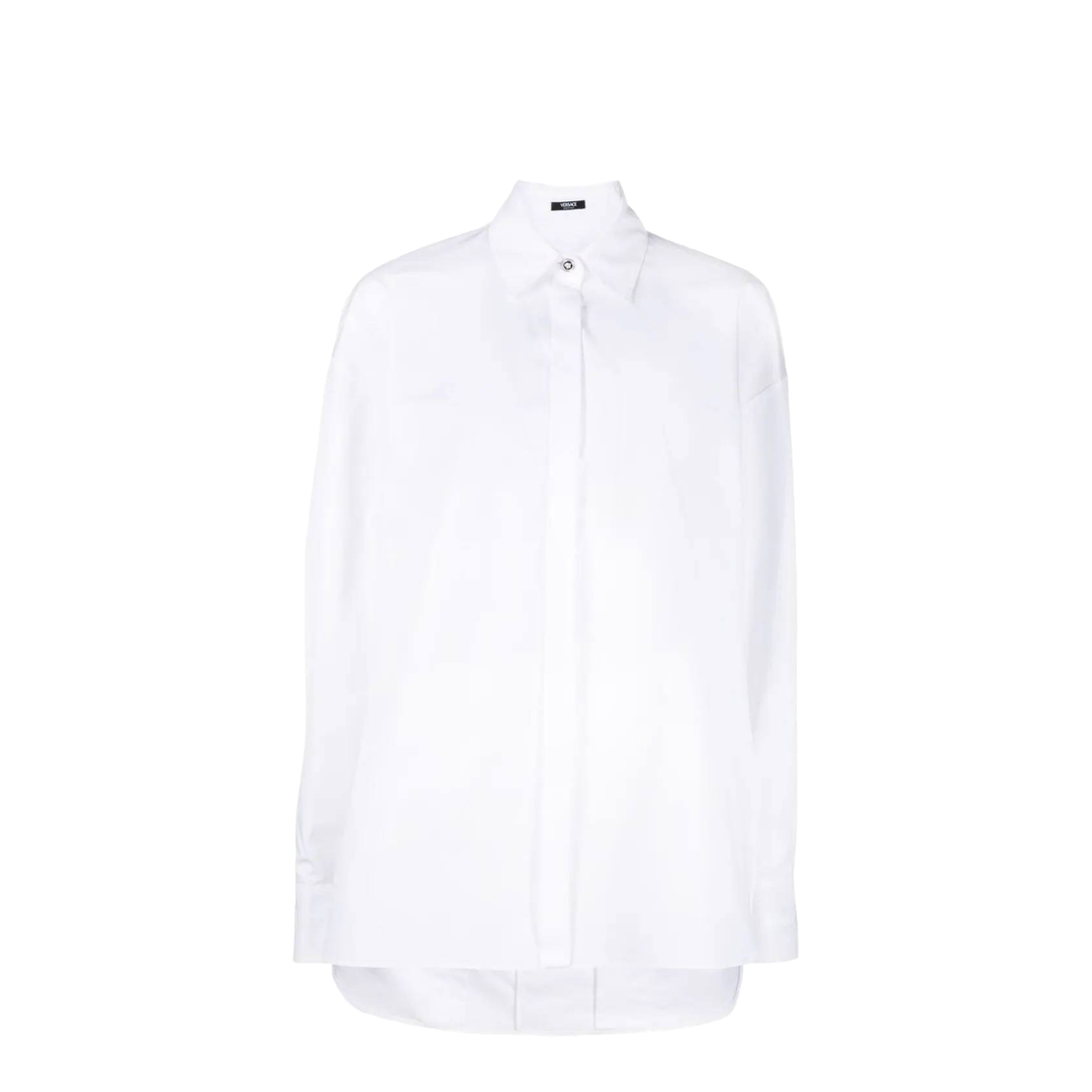 oversized versace shirt dress Printed Silk Twill Midi Shirt Dress White,Beige