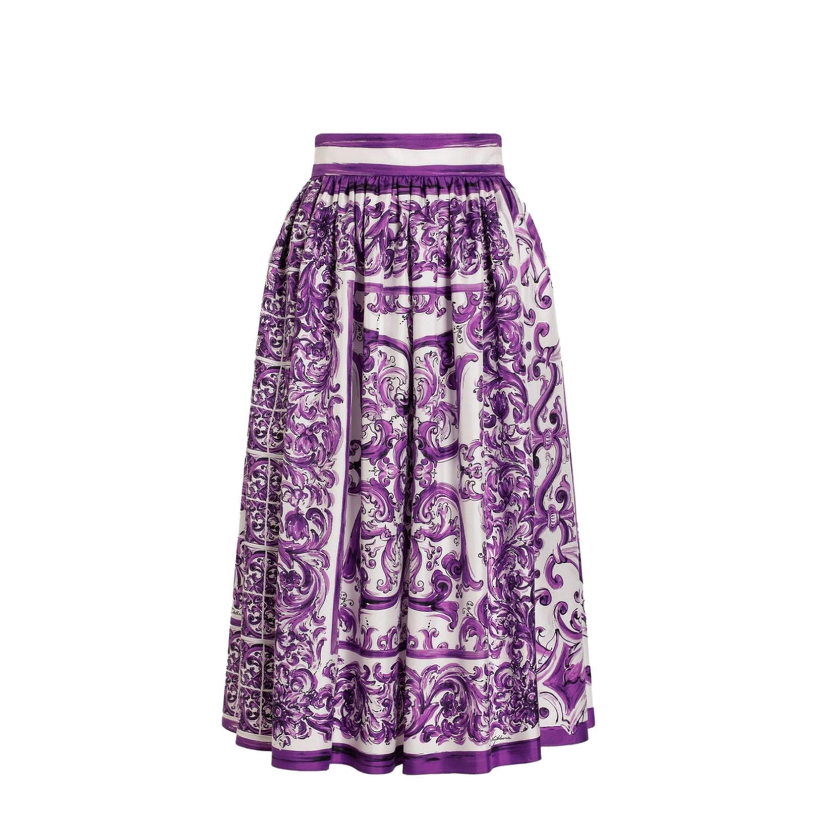 Maiolica Print Silk Skirt