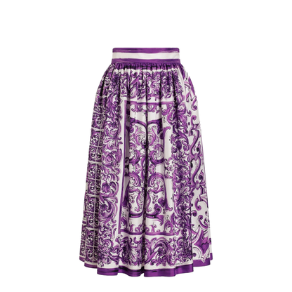 Maiolica Print Silk Skirt