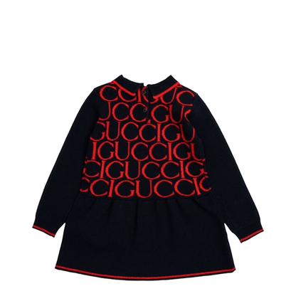 b l/s dress wo  jacquard/ ultramarine/red