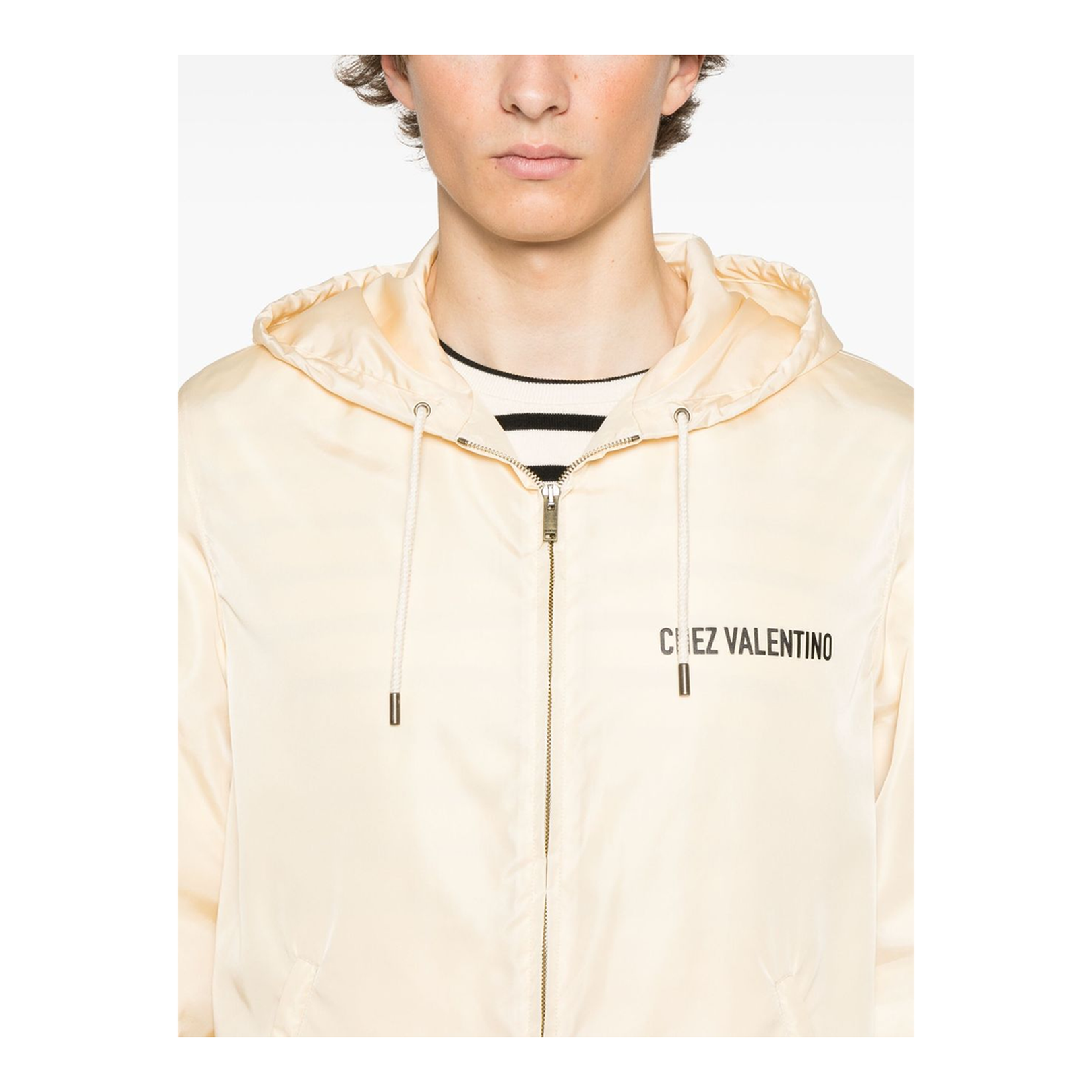 Light Beige Front Zip Fastening Jacket