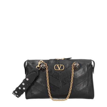 Panthea Nappa Leather Shoulder Bag - Black
