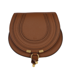 Marcie Small Grained Leather Shoulder Bags - Tan