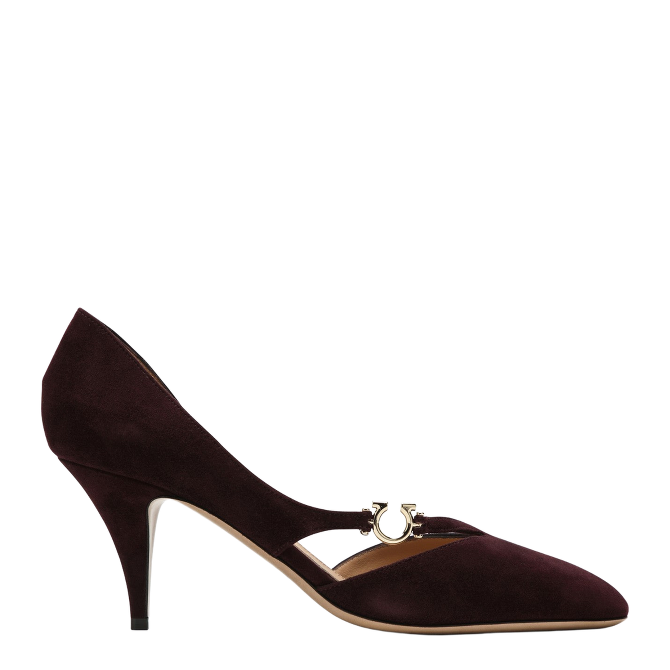 Pumps with Gancini Detail Dark Barolo