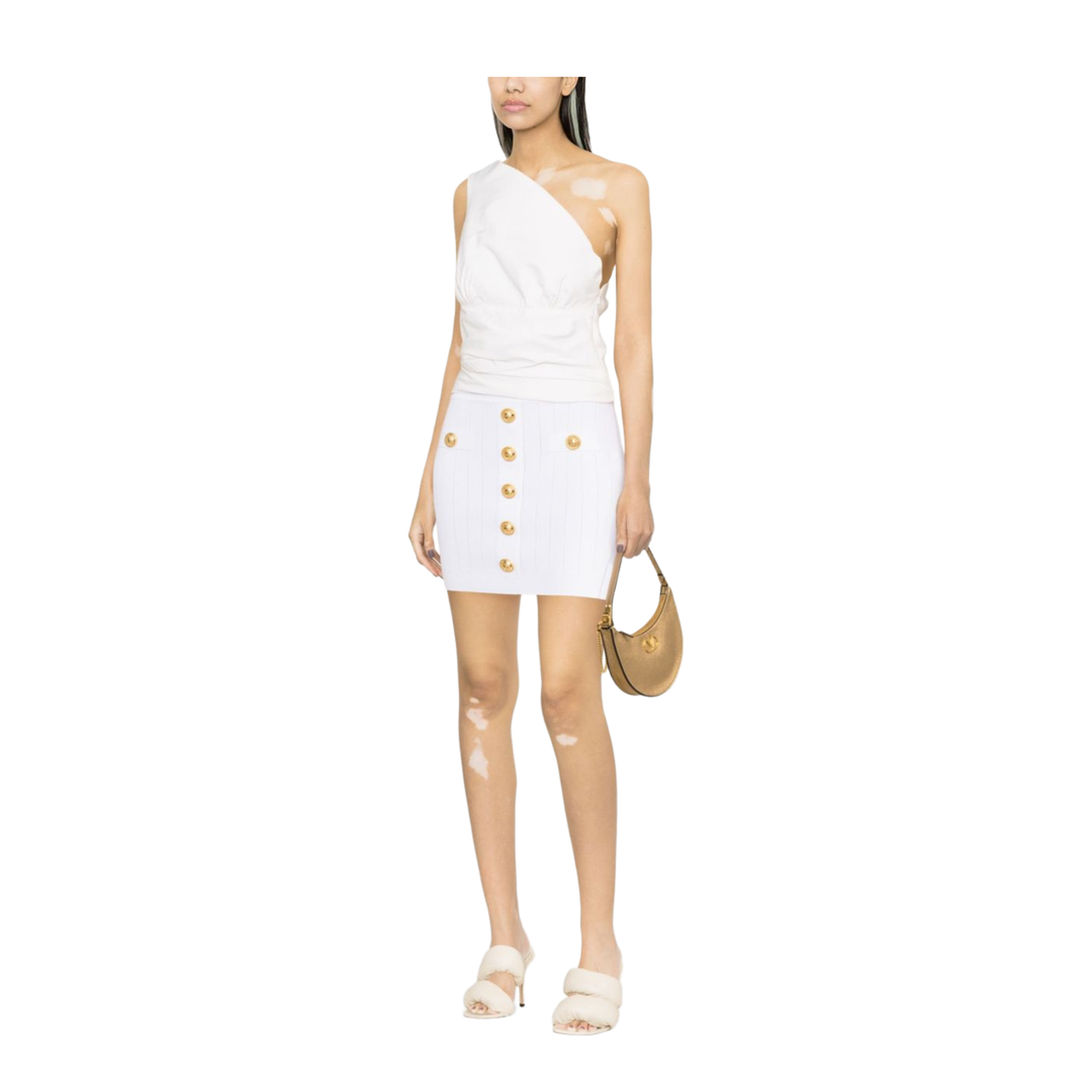 White Ribbed Knit Skirt