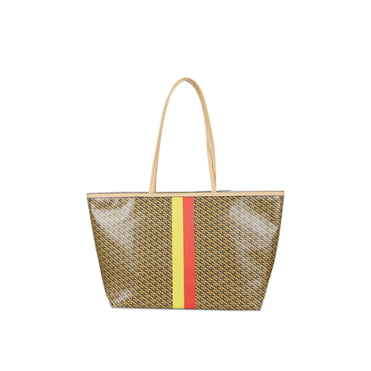Racer Coated Canvas Tote - Tan Printed