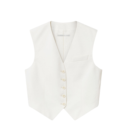 Cropped Tailored Wool Waistcoat