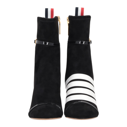 MAYFEYR - Thom Browne - Trompe L'Oeil 4-Bar Sandal Ankle Boot W/ 105Mm Round Curved Heel In Stretch Soft Suede - FFB263AL0178001