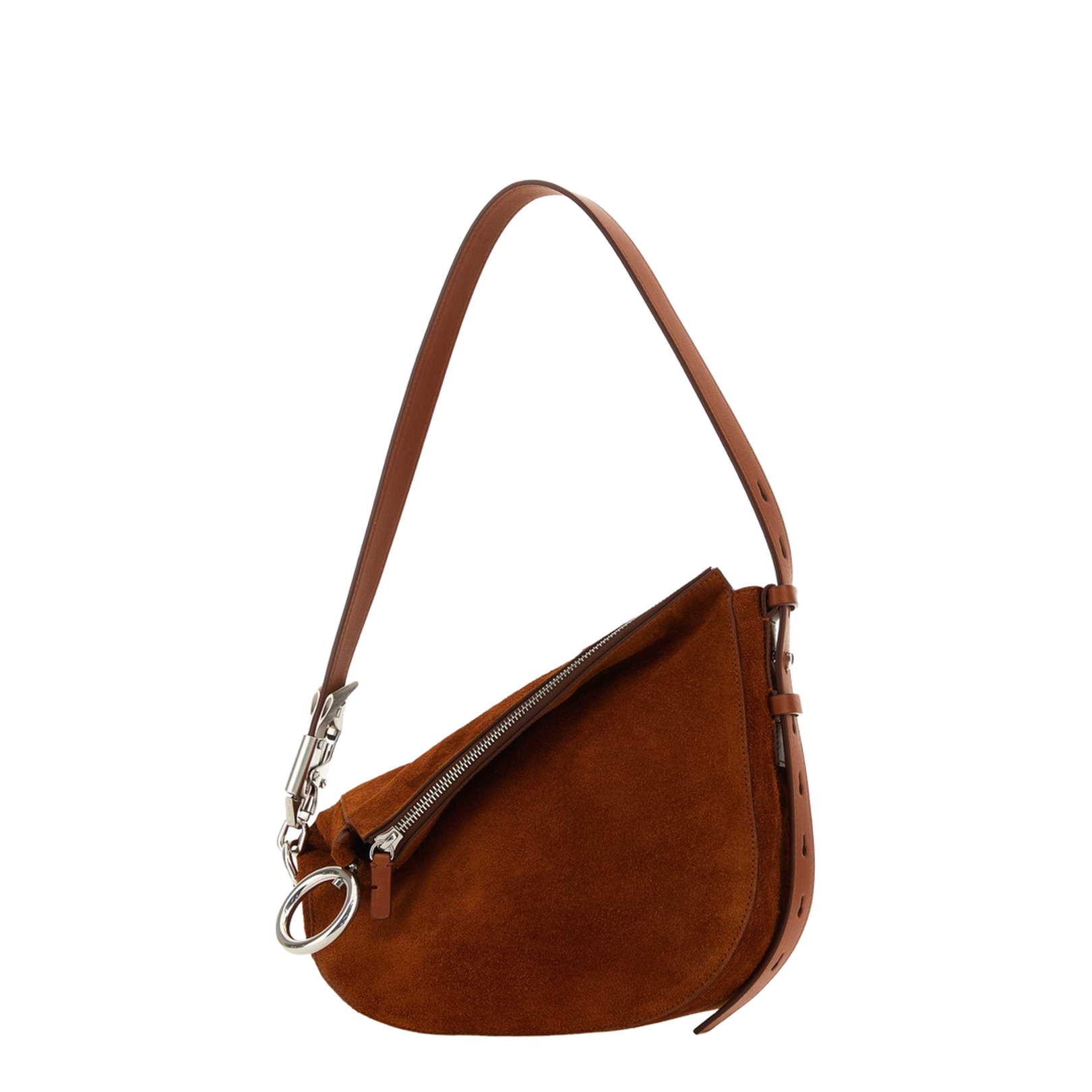 Asymmetric-Design Suede Shoulder Bag