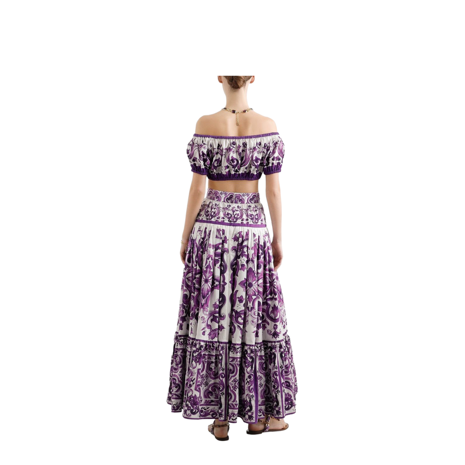 Majolica-print poplin top