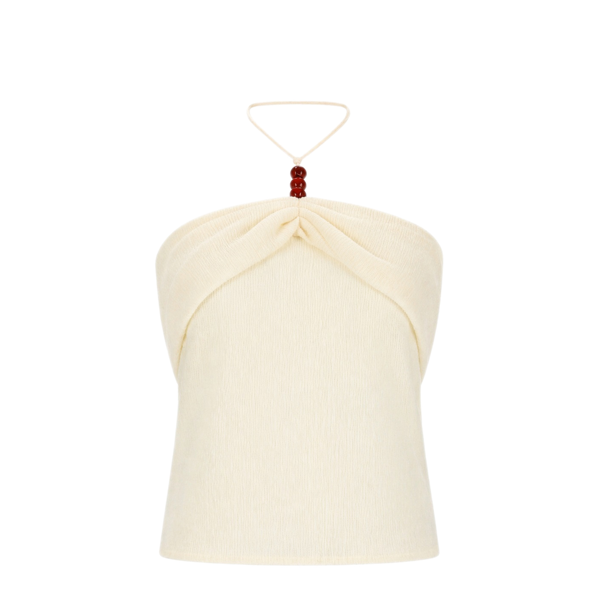 MAYFEYR - Magda Butrym - Halterneck Draped Top With Beads - 308426CREAM