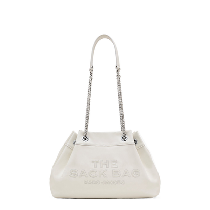 Chain Sack Shoulder Bag In White Leather