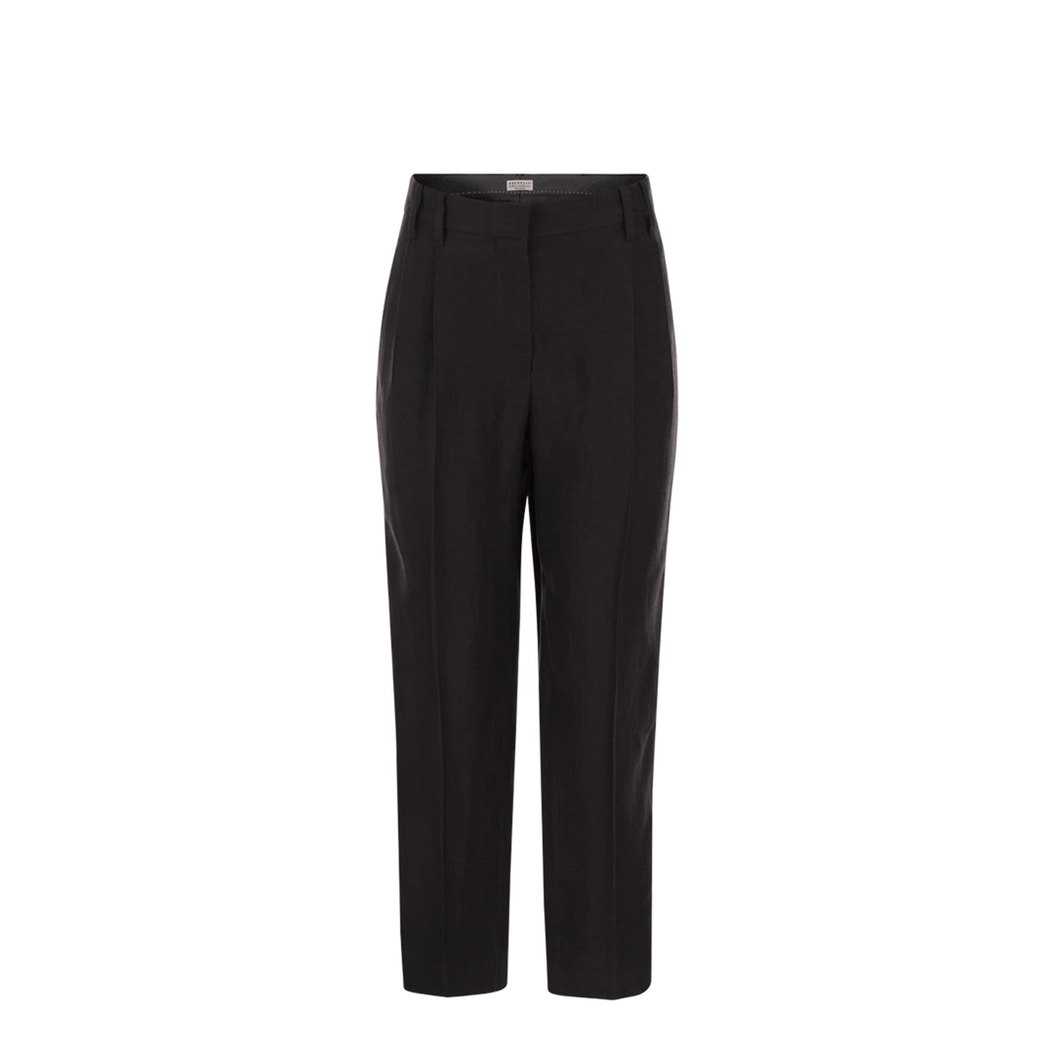 Slouchy Trousers in Viscose and Linen Fluid Twill with Moniline