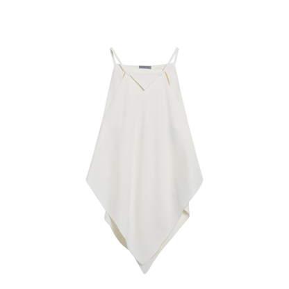 Scarf-inspired Wool and Silk Crepe Top in Ivory
