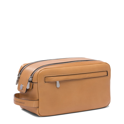 Beauty Case with Double Zipper in Natural