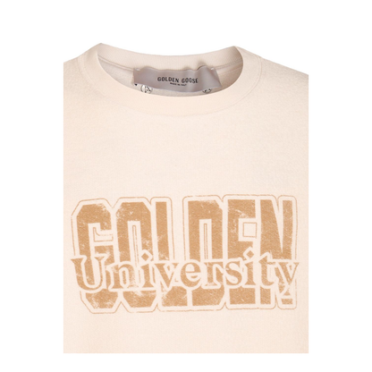 White Cotton Sweatshirt with Front Print