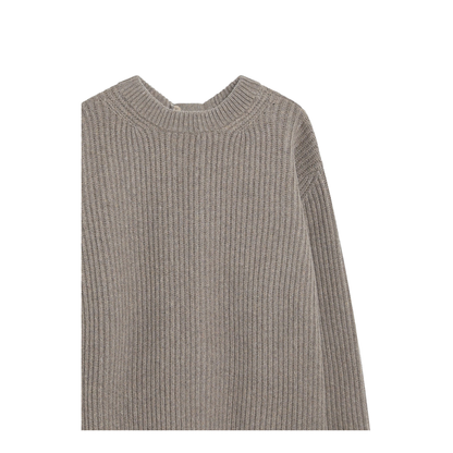 Oversized Beige Ribbed Sweater