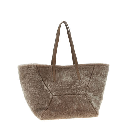 Large Shoulder Bag in Curly Shearling