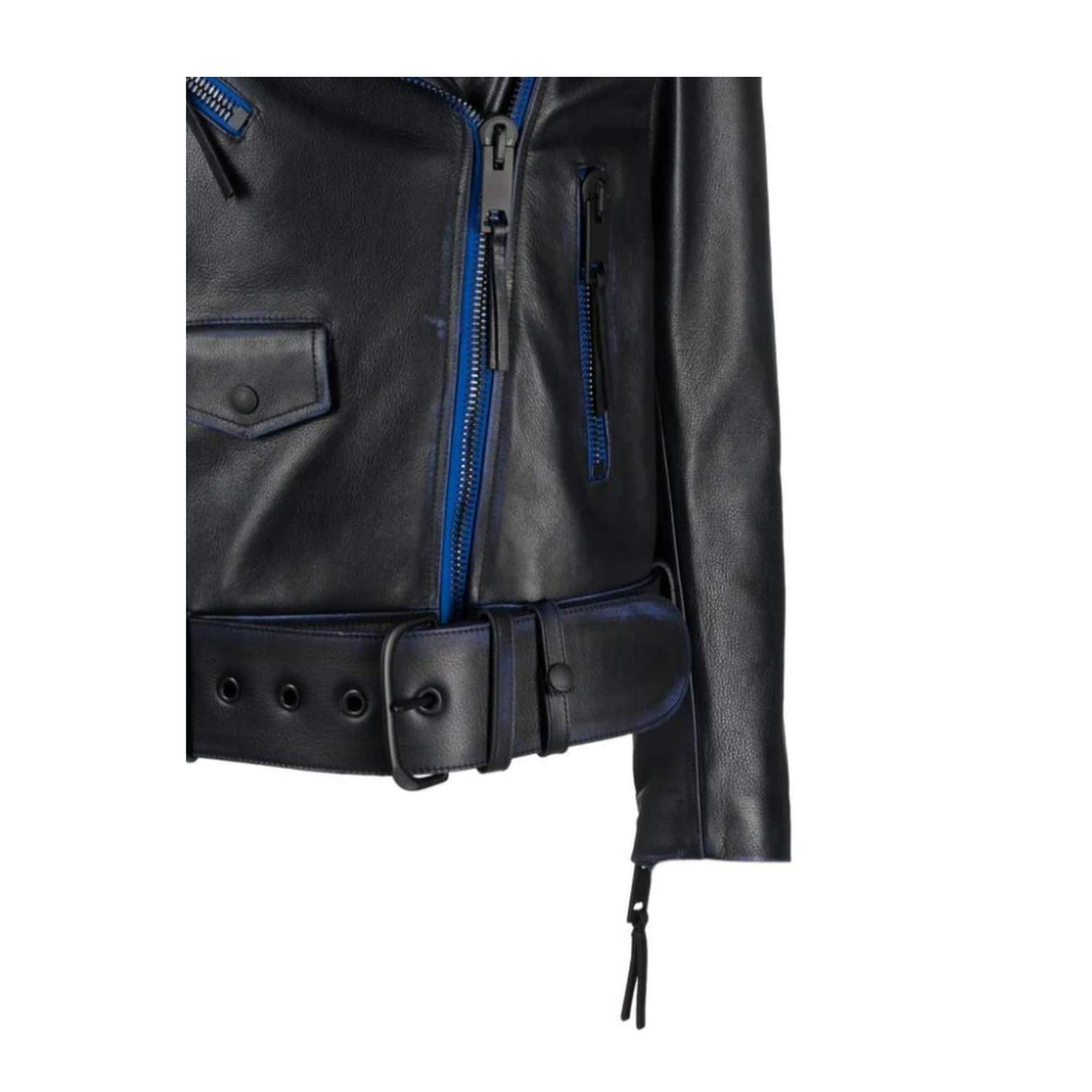Contrast-Trim Leather Jacket