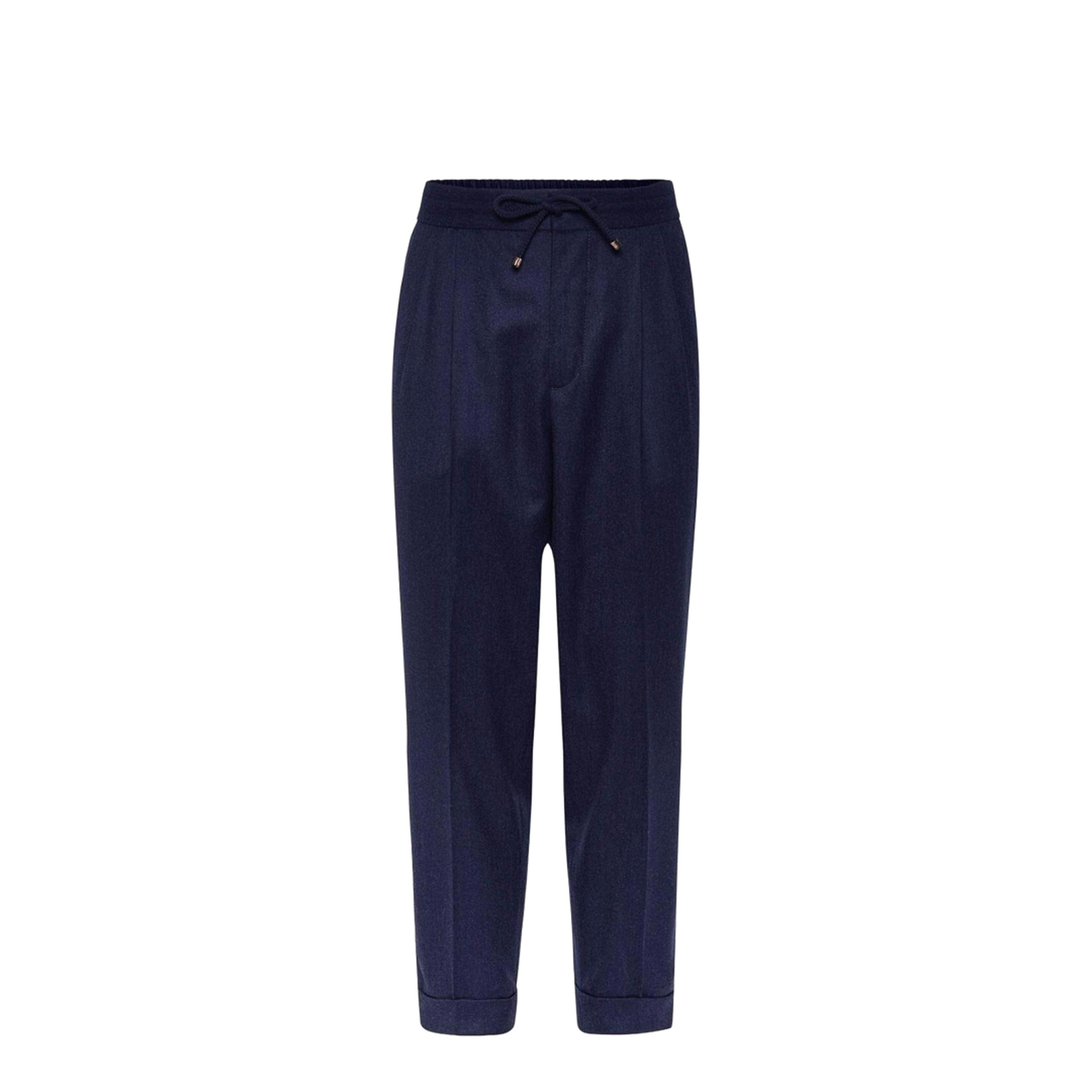 Leisure fit trousers in virgin wool flannel with drawstring and double darts
