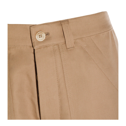 Cotton and linen drill trousers with patch pockets and drawstring