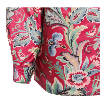 Floral Print Shirt Coat Red