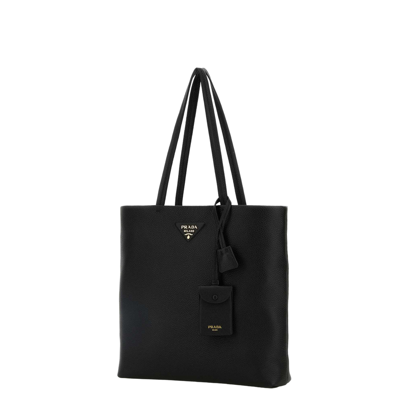 Black Grained Leather Shopping Bag