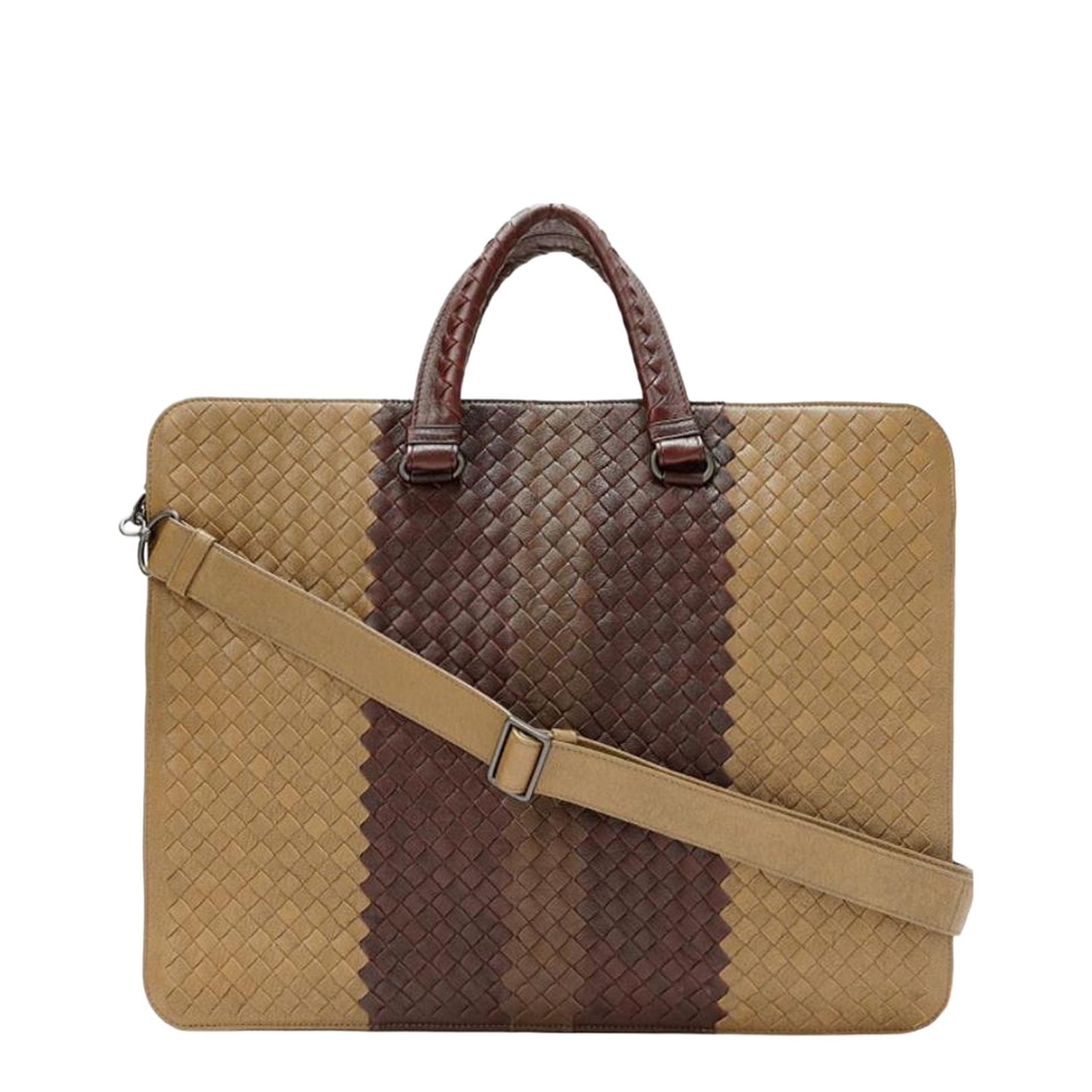 Intrecciato Leather Briefcase - Brown