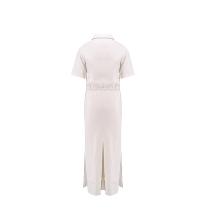 Fluid Viscose and Linen Twill Dress with Necklace