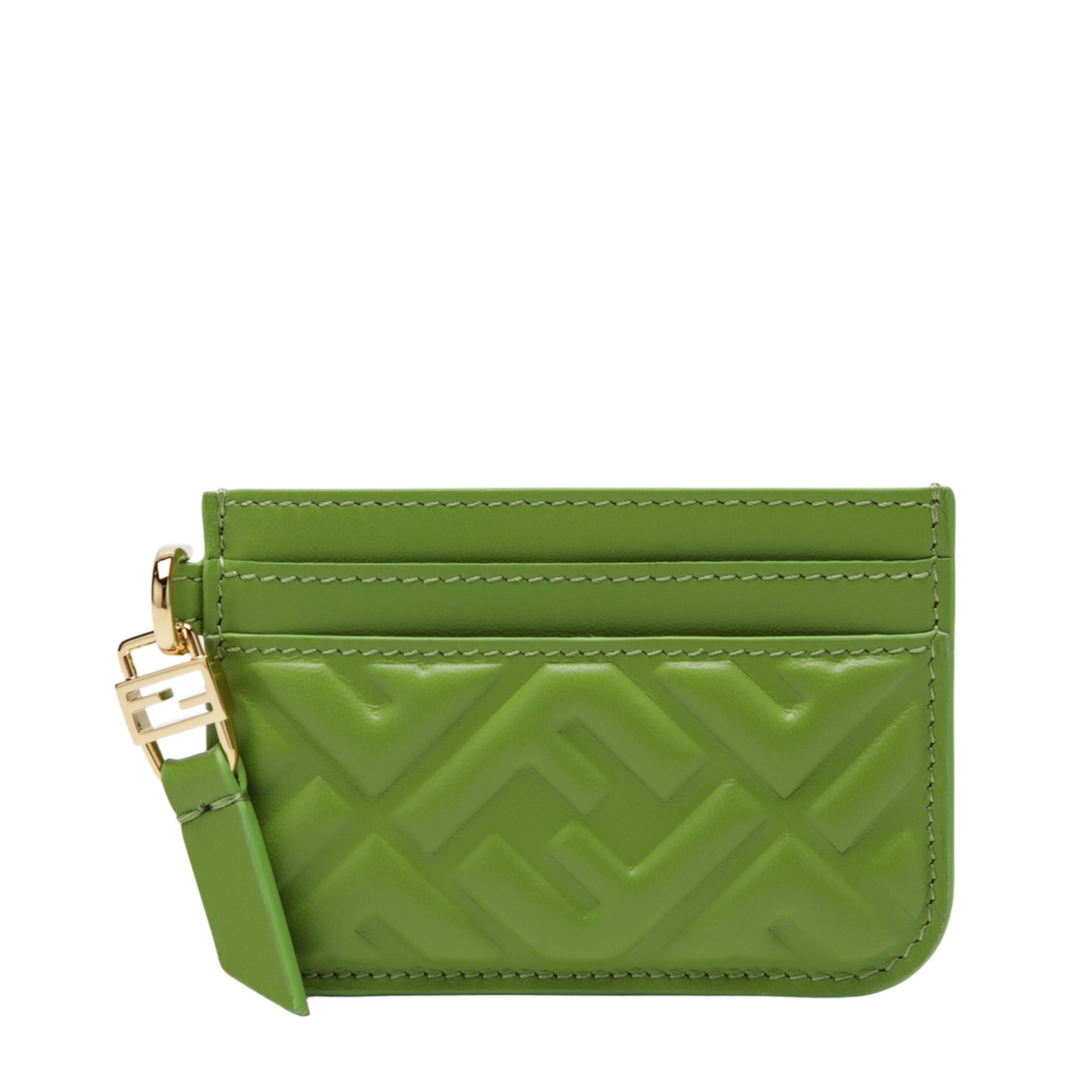 Forest Green Nappa Leather Baguette Card Case with FF Motif