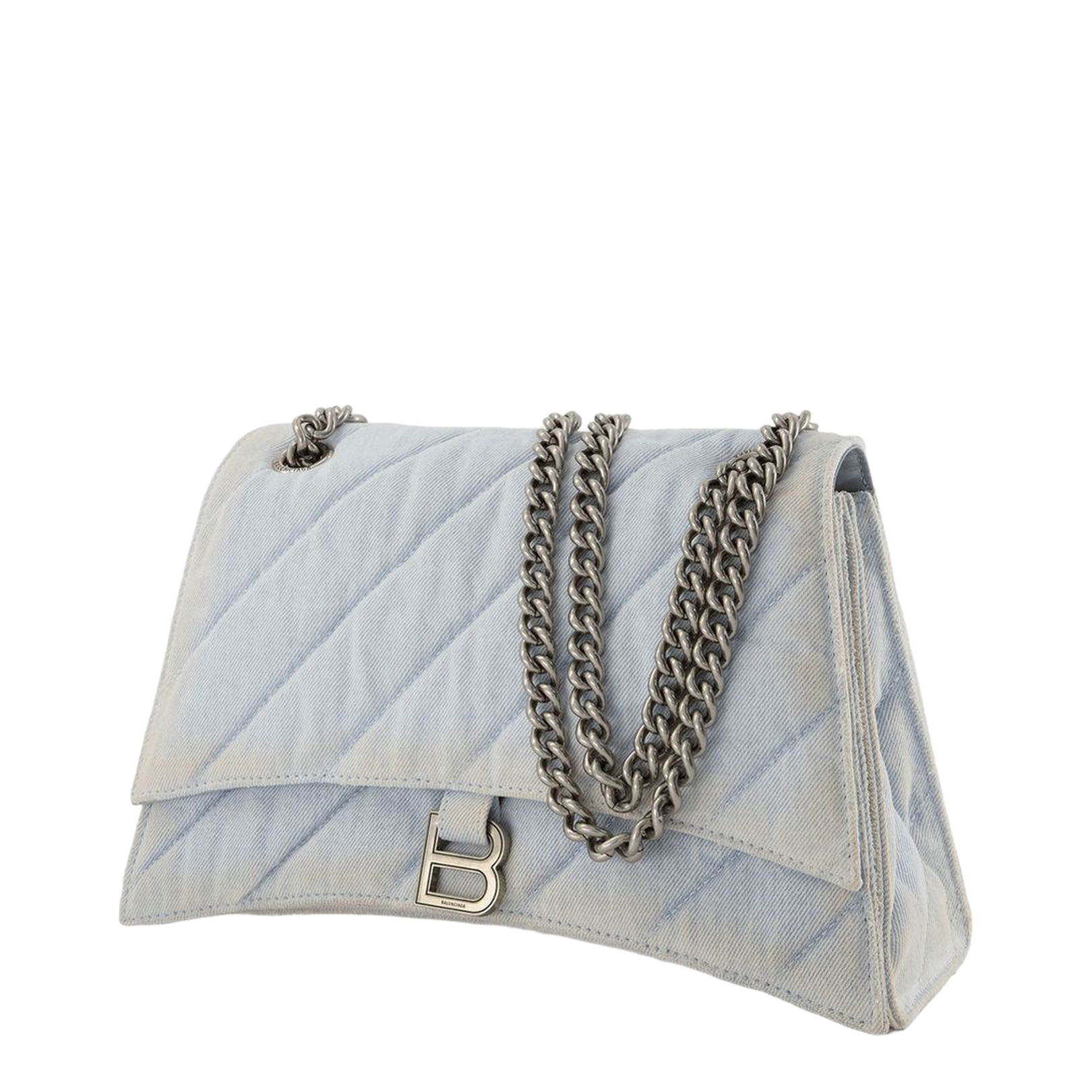Light Blue Denim Crush Shoulder Bag