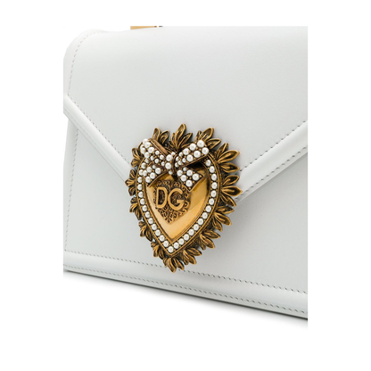 Small Smooth Calfskin Devotion Bag in White