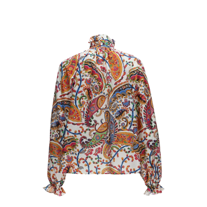 Cotton and Silk Blouse with Paisley Print - Multicolor