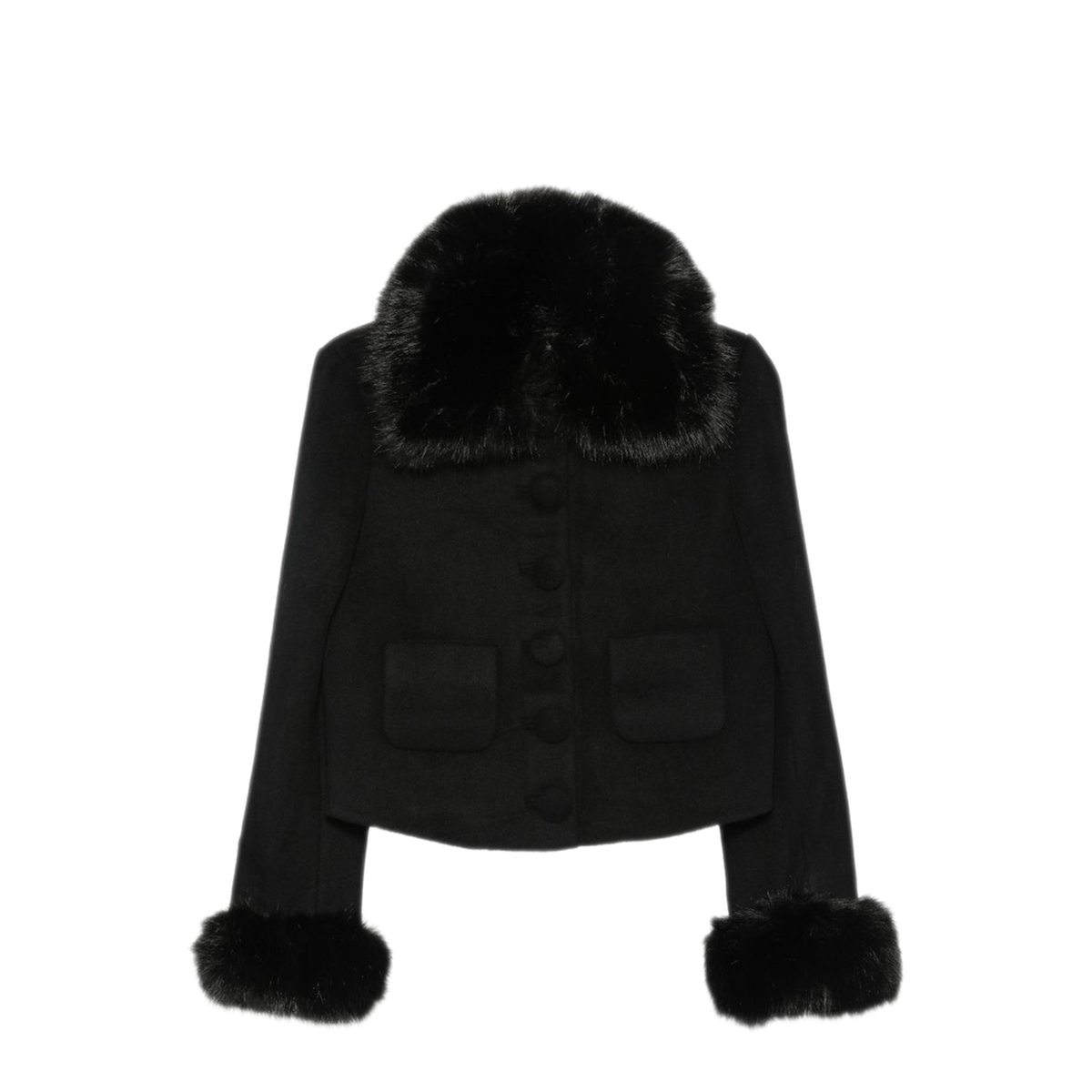 MAYFEYR - Self Portrait - Faux Fur Trim Jacket - SC26080JABBLACK