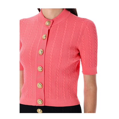 Buttoned Torsade Knit Cardigan