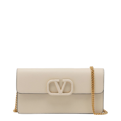 Vlogo Light Ivory Leather Chain Wallet