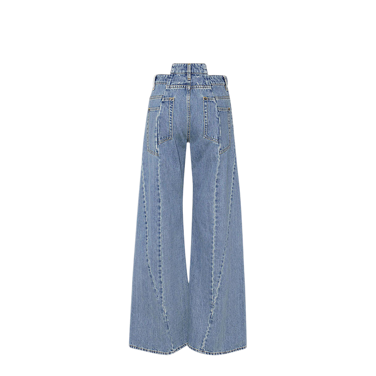 Blue Denim Regular-waisted Wide-leg Jeans