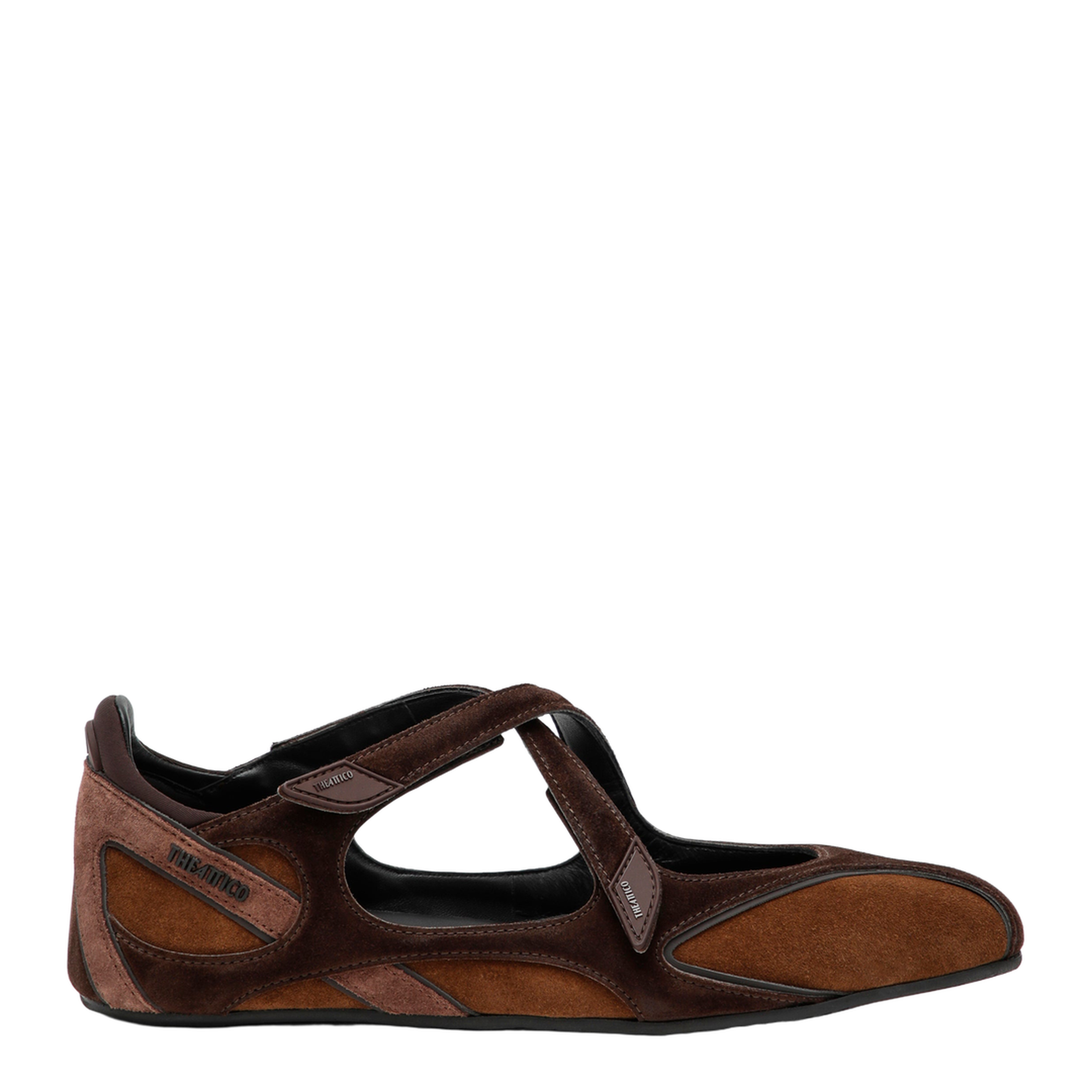 MAYFEYR - The Attico - Floor 01 Suede Ballerina-Sneaker Flats In Brown - 261WSH00871LBT040AA773