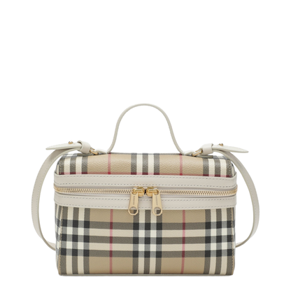 MAYFEYR - Burberry - Vanity Check Vanity Bag In Cotton Blend Beige - 8125135154367B7348