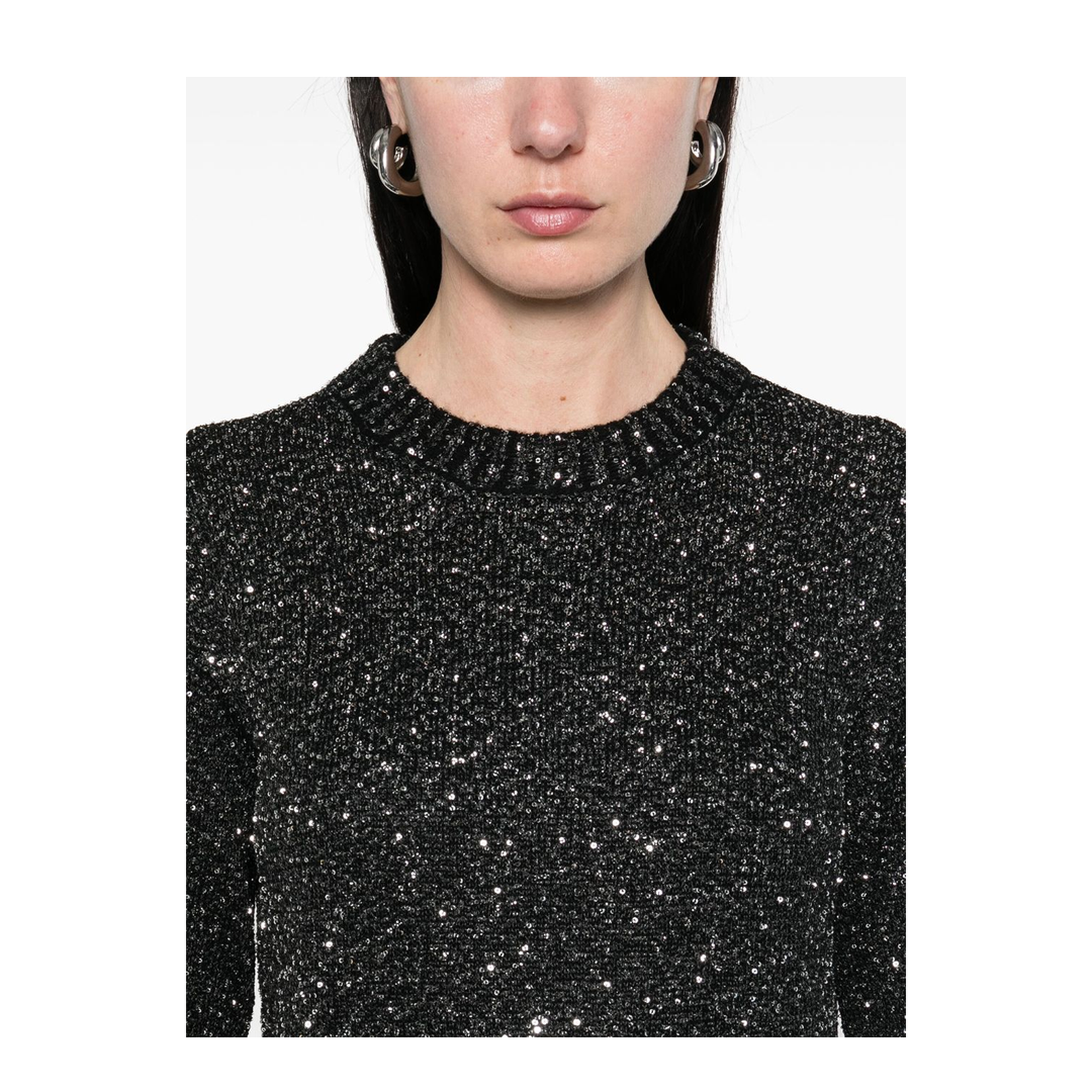 Black Wool Blend Cropped Sweater