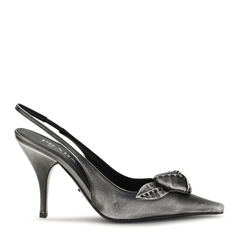 Floral Detail Leather Slingback Pumps