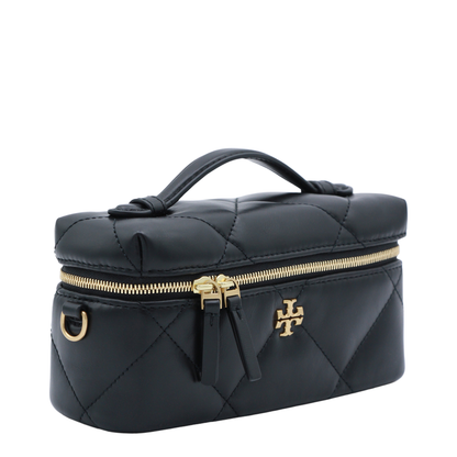 Kira Diamond Quilt Vanity Case - Black