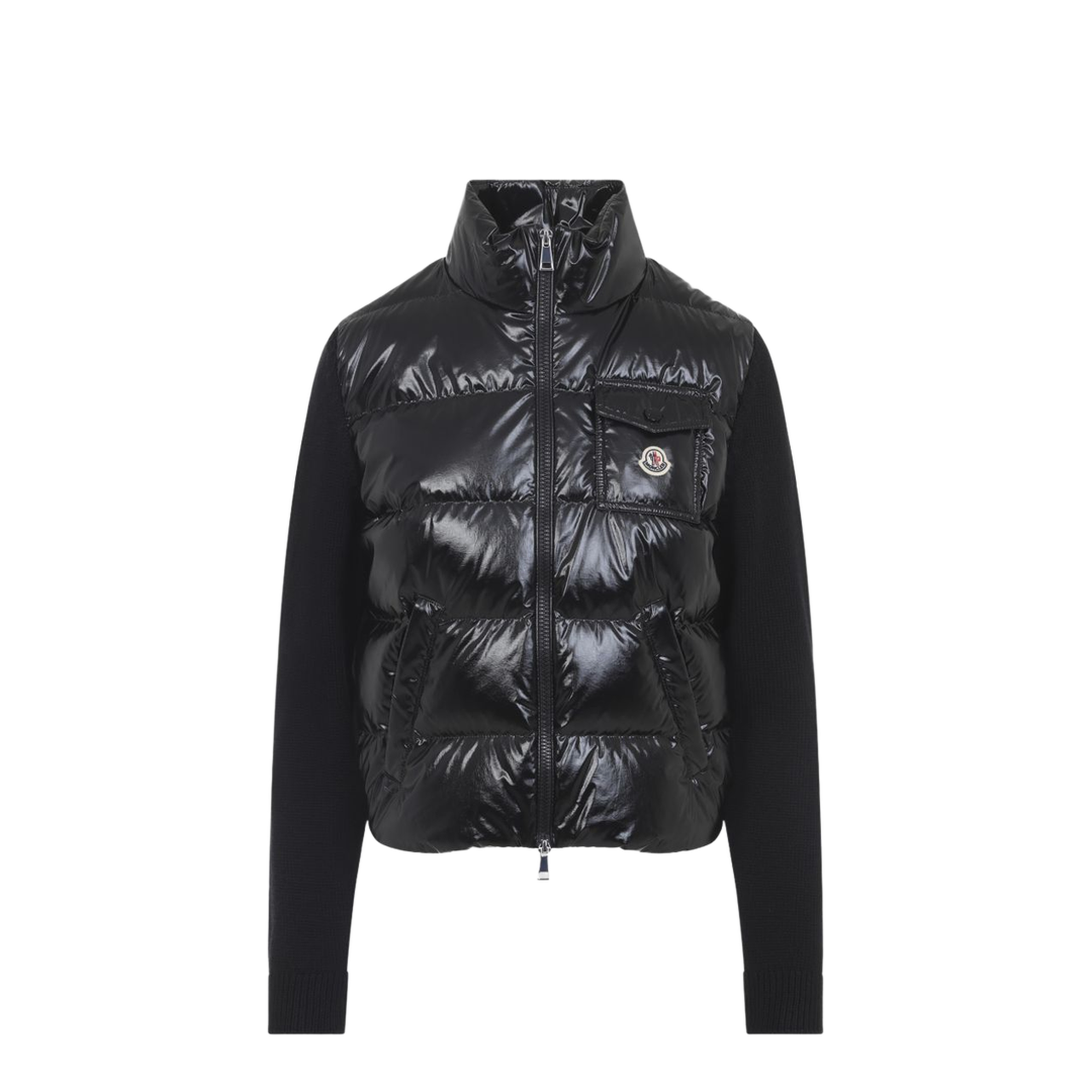 Padded Zip-Up Wool Cardigan