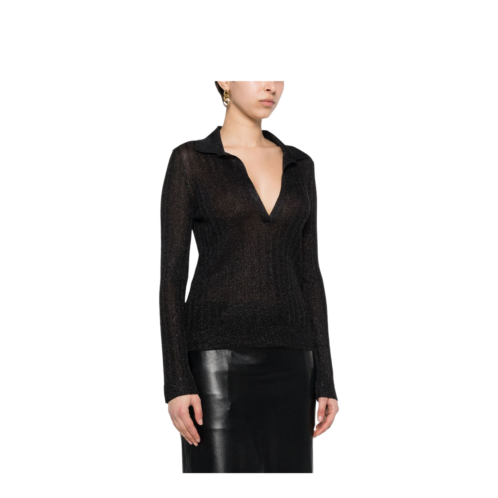 Ribbed Lurex Polo Shirt