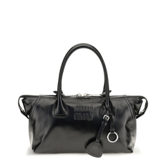Glossy Calf Leather Handbag - Black
