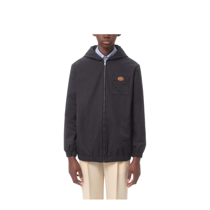 Nylon Hooded Jacket With Vlogo Patch