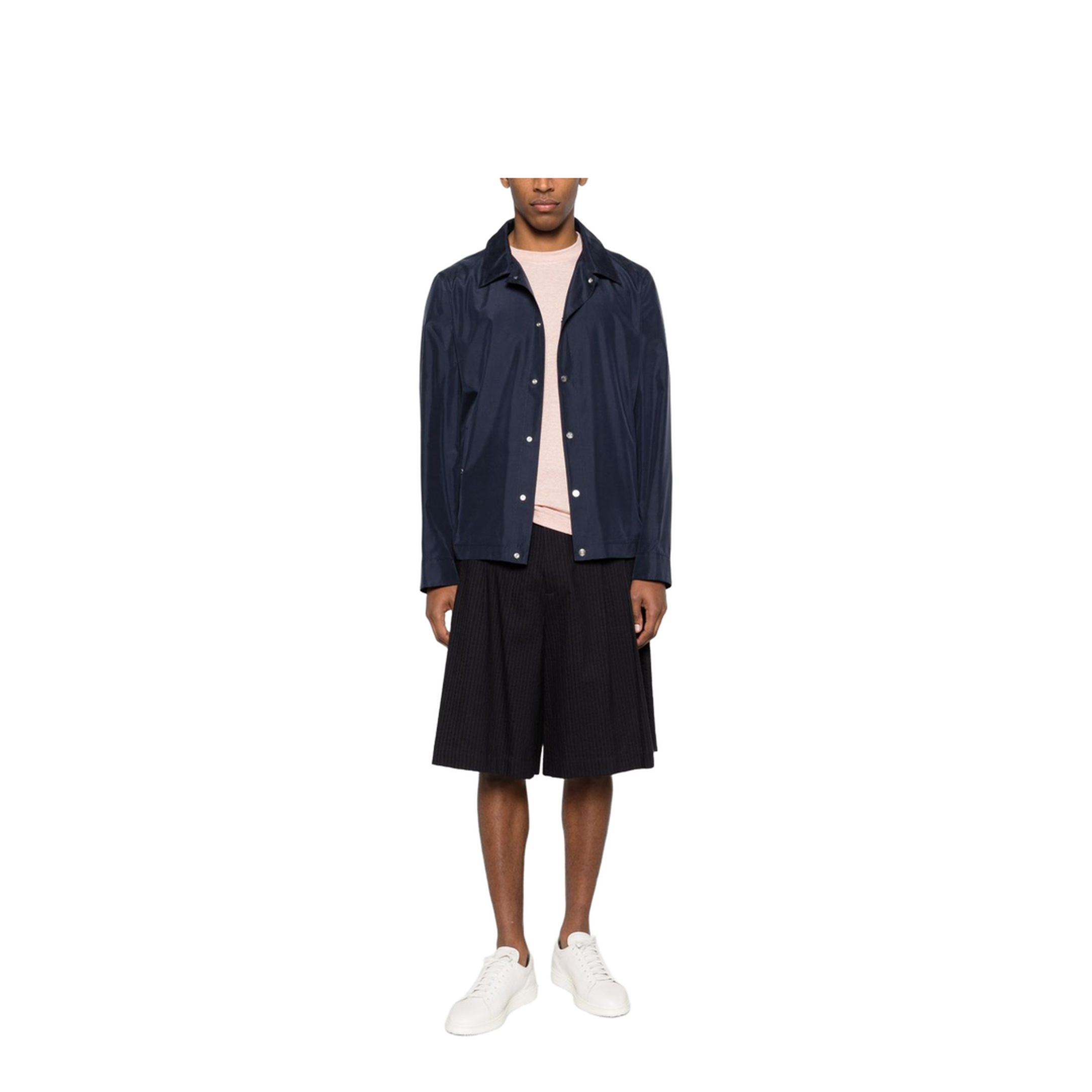 Buttoned Silk Jacket Blue