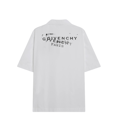 White Poplin Shirt with Logo Print